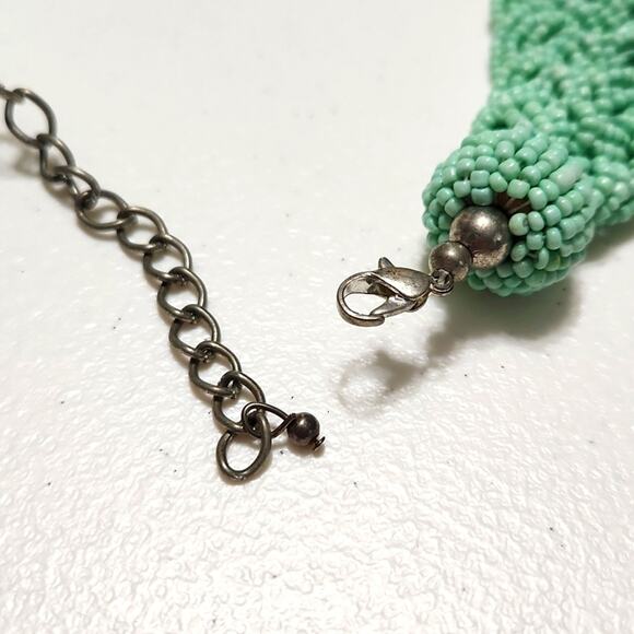 Necklace Seafoam Green Chunky Bead Necklace Lobster Claw Clasp Adjustable - Picture 4 of 8